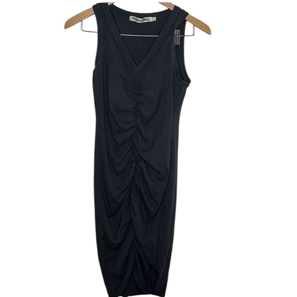Michael Stars Grey Sleeveless Ruched Bodycon Dress Women Size M - Picture 1 of 5